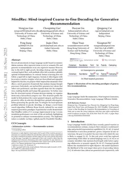 MindRec: A Diffusion-driven Coarse-to-Fine Paradigm for Generative Recommendation