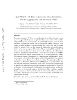 Open-World Test-Time Adaptation with Hierarchical Feature Aggregation and Attention Affine