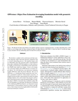 OPFormer: Object Pose Estimation leveraging foundation model with geometric encoding