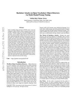 Backdoor Attacks on Open Vocabulary Object Detectors via Multi-Modal Prompt Tuning