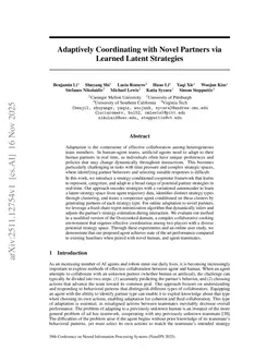 Adaptively Coordinating with Novel Partners via Learned Latent Strategies