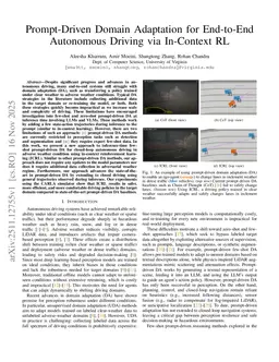 Prompt-Driven Domain Adaptation for End-to-End Autonomous Driving via In-Context RL
