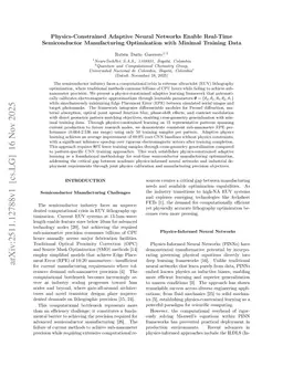 Physics-Constrained Adaptive Neural Networks Enable Real-Time Semiconductor Manufacturing Optimization with Minimal Training Data