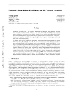 Genomic Next-Token Predictors are In-Context Learners