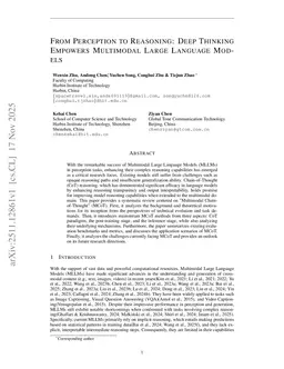 From Perception to Reasoning: Deep Thinking Empowers Multimodal Large Language Models