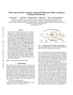 Think, Speak, Decide: Language-Augmented Multi-Agent Reinforcement Learning for Economic Decision-Making