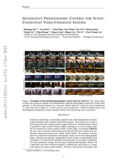Generative Photographic Control for Scene-Consistent Video Cinematic Editing