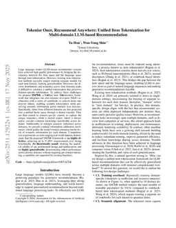 Tokenize Once, Recommend Anywhere: Unified Item Tokenization for Multi-domain LLM-based Recommendation