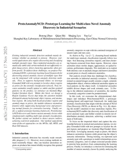 ProtoAnomalyNCD: Prototype Learning for Multi-class Novel Anomaly Discovery in Industrial Scenarios