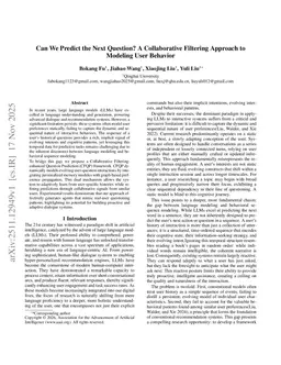 Can We Predict the Next Question? A Collaborative Filtering Approach to Modeling User Behavior