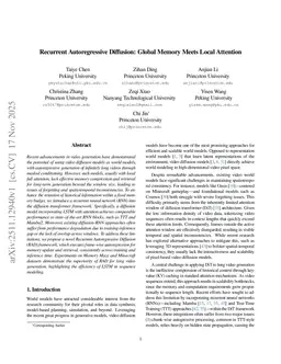 Recurrent Autoregressive Diffusion: Global Memory Meets Local Attention