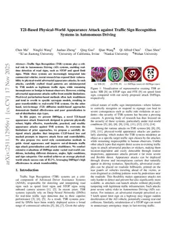 T2I-Based Physical-World Appearance Attack against Traffic Sign Recognition Systems in Autonomous Driving