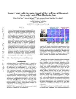 Geometry Meets Light: Leveraging Geometric Priors for Universal Photometric Stereo under Limited Multi-Illumination Cues
