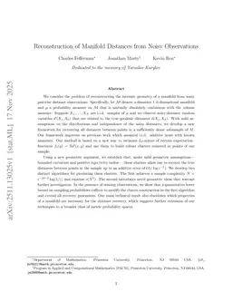Reconstruction of Manifold Distances from Noisy Observations