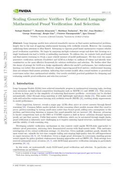 Scaling Generative Verifiers For Natural Language Mathematical Proof Verification And Selection