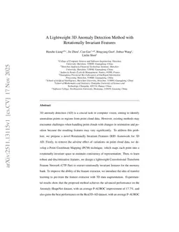 A Lightweight 3D Anomaly Detection Method with Rotationally Invariant Features