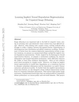 Learning Implicit Neural Degradation Representation for Unpaired Image Dehazing