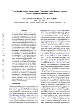 Zero-Shot Grammar Competency Estimation Using Large Language Model Generated Pseudo Labels