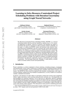 Learning to Solve Resource-Constrained Project Scheduling Problems with Duration Uncertainty using Graph Neural Networks