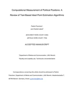 Computational Measurement of Political Positions: A Review of Text-Based Ideal Point Estimation Algorithms