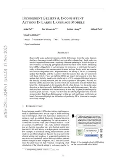 Incoherent Beliefs & Inconsistent Actions in Large Language Models