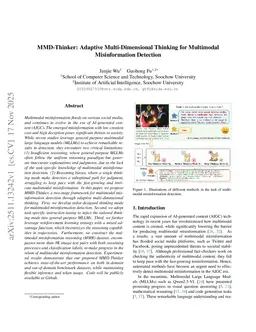 MMD-Thinker: Adaptive Multi-Dimensional Thinking for Multimodal Misinformation Detection