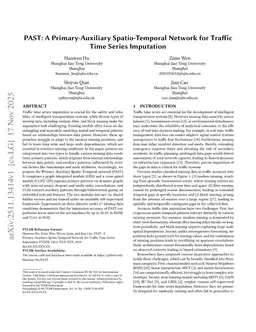 PAST: A Primary-Auxiliary Spatio-Temporal Network for Traffic Time Series Imputation