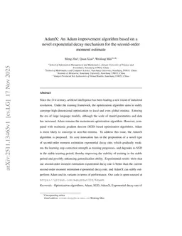 AdamNX: An Adam improvement algorithm based on a novel exponential decay mechanism for the second-order moment estimate