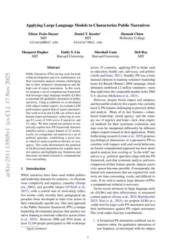 Applying Large Language Models to Characterize Public Narratives