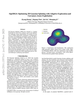 Opt3DGS: Optimizing 3D Gaussian Splatting with Adaptive Exploration and Curvature-Aware Exploitation