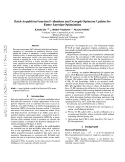 Batch Acquisition Function Evaluations and Decouple Optimizer Updates for Faster Bayesian Optimization