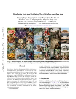 Distribution Matching Distillation Meets Reinforcement Learning