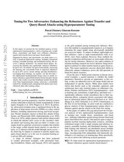 Tuning for Two Adversaries: Enhancing the Robustness Against Transfer and Query-Based Attacks using Hyperparameter Tuning