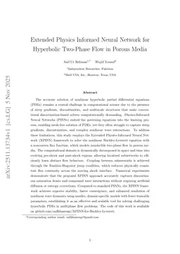 Extended Physics Informed Neural Network for Hyperbolic Two-Phase Flow in Porous Media