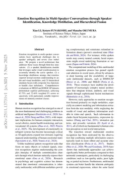 Emotion Recognition in Multi-Speaker Conversations through Speaker Identification, Knowledge Distillation, and Hierarchical Fusion