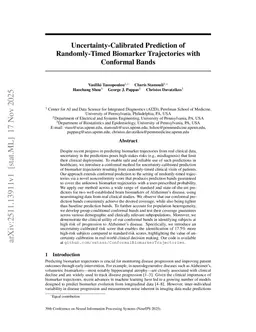 Uncertainty-Calibrated Prediction of Randomly-Timed Biomarker Trajectories with Conformal Bands