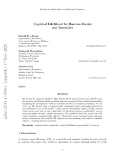 Empirical Likelihood for Random Forests and Ensembles