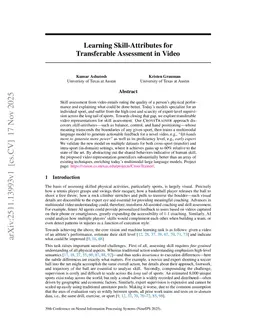 Learning Skill-Attributes for Transferable Assessment in Video