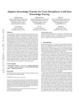 Adaptive Knowledge Transfer for Cross-Disciplinary Cold-Start Knowledge Tracing