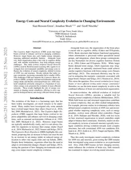 Energy Costs and Neural Complexity Evolution in Changing Environments