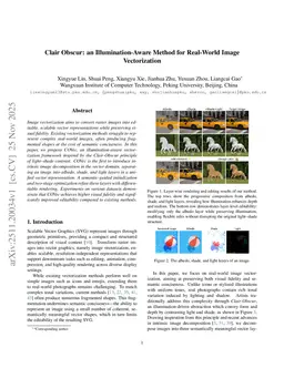 Clair Obscur: an Illumination-Aware Method for Real-World Image Vectorization