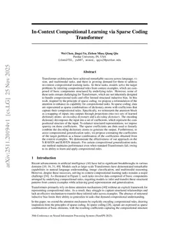 In-Context Compositional Learning via Sparse Coding Transformer