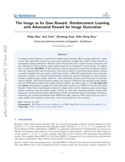 The Image as Its Own Reward: Reinforcement Learning with Adversarial Reward for Image Generation
