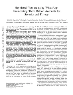 Hey there! You are using WhatsApp: Enumerating Three Billion Accounts for Security and Privacy