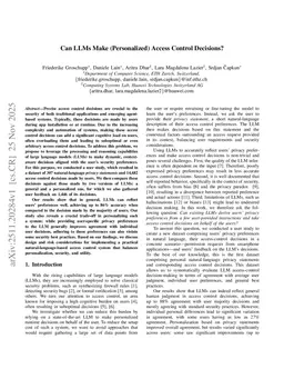 Can LLMs Make (Personalized) Access Control Decisions?