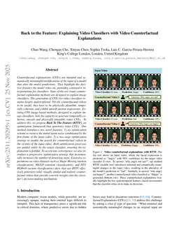 Back to the Feature: Explaining Video Classifiers with Video Counterfactual Explanations