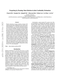Forgetting by Pruning: Data Deletion in Join Cardinality Estimation