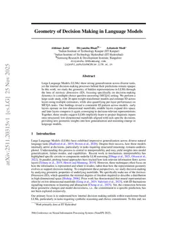 Geometry of Decision Making in Language Models