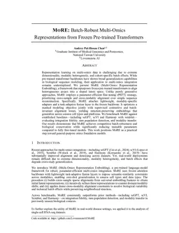MoRE: Batch-Robust Multi-Omics Representations from Frozen Pre-trained Transformers