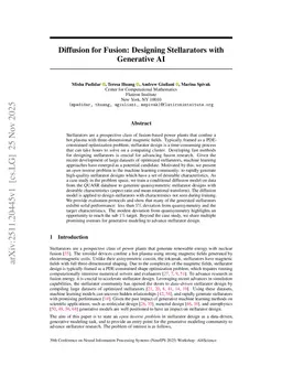 Diffusion for Fusion: Designing Stellarators with Generative AI